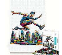 Puzzle de 1000 pièces Parkour Street Sport WPAP pour Adultes, Jeu de réflexion et de Concentration, Amusant et Silencieux, Bords serrés, Cadeau de Noël (50x75cm)