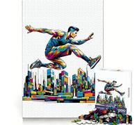 Puzzle de 1000 pièces Parkour Street Sport WPAP pour Adultes, Jeu de réflexion et de Concentration, Amusant et Silencieux, Bords serrés, Cadeau de Noël (50x75cm)