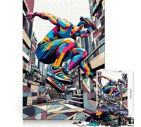 Puzzle de 1000 pièces Parkour WPAP Pop Art pour Adolescents, Jeu de logique et d'adresse, décoration Murale Amusante et Facile à découper (50x75cm)