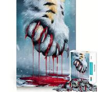 Puzzle de 1000 pièces Patte de Tigre ensanglantée,Art numérique,pièces à emboîter,Jeu de Concentration Amusant,Moment de détente,décoration de Noël (50x75cm)