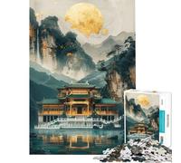 Puzzle de 1000 pièces Pavilion Dojo décor doré pour Adolescents et Adultes Jeu de réflexion idéal pour Une décoration Amusante à la Maison (38x52cm)