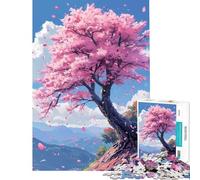Puzzle de 1000 pièces Paysage d'arbres en Fleurs de Cerisier Activités Amusantes à la Maison Défi Difficile Jouet Anti-Stress pour Les 14 Ans et Plus (38x52cm)