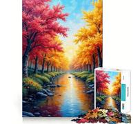 Puzzle de 1000 pièces Paysage d'automne au Bord de la rivière Peinture à l'huile Découpe Parfaite Activité ludique et Intelligente Idéal pour Un Moment de détente et de créativité Lors d'un