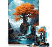Puzzle de 1000 pièces Paysage d'automne avec Cascade Jeu de logique et de réflexion Cadeau Artistique de Noël (38x52cm)