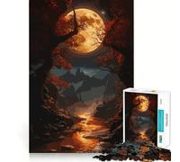 Puzzle de 1000 pièces Paysage d'automne en Pixel Art avec Lune pour Adultes, Jeu de logique Fine, Objet de Collection aux Bords Nets (50x75cm)