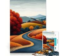 Puzzle de 1000 pièces Paysage d'automne sur Une Route Découpe Parfaite Activité ludique et Intelligente Idéal pour Un Moment de détente et de créativité Lors d'un Anniversaire (38x52cm)