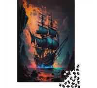 Puzzle de 1000 pièces - Paysage de Bateaux Pirates - 2 Puzzles en Papier - Jouet éducatif - Cadeau de Noël - 38 x 26 cm / 1000 pièces