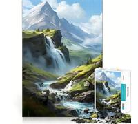 Puzzle de 1000 pièces Paysage de Cascade Jeu créatif et d'habileté Emboîtement Parfait Aucune pièce détachée Activité de Partage et de complicité avec Les Proches (50x75cm)