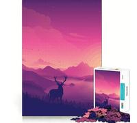 Puzzle de 1000 pièces Paysage de Cerfs au Coucher du Soleil pour Adolescents, Jeu cognitif, Plaisir Lent, Bords de qualité supérieure, Cadeau du Père Noël 38x26cm
