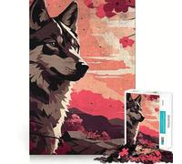 Puzzle de 1000 pièces Paysage de cerisiers en Fleurs avec Loup,pour Adultes Exercice Mental,découpe de précision,Bords Lisses,activité relaxante à Faire en Groupe à l’intérieur (50x75cm)