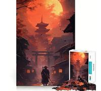 Puzzle de 1000 pièces Paysage de Coucher de Soleil de samouraï pour Adolescents, Jeu de logique Solide, Moment Serein, Bords Nets, Cadeau créatif (38x26cm)