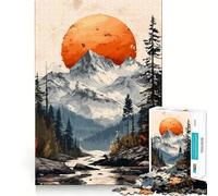 Puzzle de 1000 pièces Paysage de Coucher de Soleil en Montagne pour Adolescents, Wise Think Toy, Objet de Collection Artistique, Calme et Amusant (38x26cm)