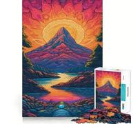 Puzzle de 1000 pièces Paysage de Coucher de Soleil en Montagne pour Adultes Jeu cérébral Relaxant Bordure Nette Cadeau de qualité supérieure (38x52cm)