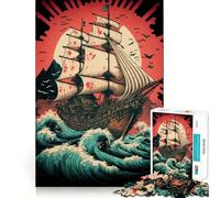 Puzzle de 1000 pièces Paysage de Coucher de Soleil en voilier pour Adultes, Jeu de logique Fine, Loisirs, Bords Nets, Objet de Collection (50x75cm)