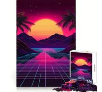 Puzzle de 1000 pièces Paysage de Coucher de Soleil rétro pour Adultes Améliore la mémoire Paisible et Amusant Bords Nets pour Les fêtes (38x52cm)