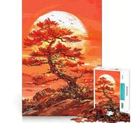 Puzzle de 1000 pièces Paysage de Coucher de Soleil sur Un Arbre Rouge pour Adolescents idéal pour stimuler la mémoire se détendre et s'évader Motif à Assembler pour Une Surprise chaleureuse (38x26cm)