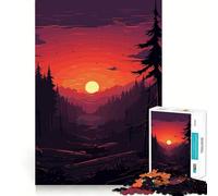 Puzzle de 1000 pièces Paysage de forêt au Coucher du Soleil, pour Adultes, Jeu de réflexion et de Partage, découpe de précision, à Exposer 38x52cm