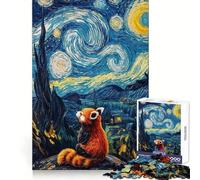 Puzzle de 1000 pièces Paysage de la Nuit étoilée avec Un Panda Roux pour Adolescents, idéal pour stimuler la mémoire, se détendre et se détendre grâce Une découpe Nette et élégante (38x52cm)