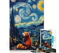 Puzzle de 1000 pièces Paysage de la Nuit étoilée avec Un Panda Roux pour Adolescents, idéal pour stimuler la mémoire, se détendre et se détendre grâce Une découpe Nette et élégante (38x52cm)