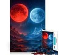 Puzzle de 1000 pièces Paysage de la planète Rouge et Bleue pour Adolescents, idéal pour améliorer sa mémoire, se détendre et créer des œuvres d'art aux découpes nettes (38x26cm)