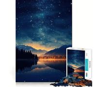 Puzzle de 1000 pièces Paysage de lac sous Un Ciel étoilé pour Adolescents Jeu de logique Solide Loisirs Amusants Bords Nets Objet de Collection 50x75cm