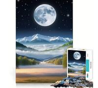 Puzzle de 1000 pièces Paysage de Montagne au Clair de Lune pour Adultes, Jeu de réflexion Anti-anxiété, Bords précis, Cadeau attentionné (38x52cm)