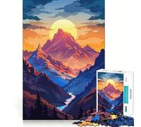 Puzzle de 1000 pièces Paysage de Montagne au Coucher du Soleil pour Adultes et Adolescents, idéal pour développer la mémoire et se détendre, Cadeau de Noël 50x75cm