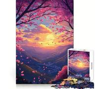 Puzzle de 1000 pièces Paysage de Montagne au Coucher du Soleil pour Adultes Soulagement du Stress Découpe précise Cadeau du Père Noël 50x75cm