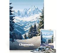 Puzzle de 1000 pièces Paysage de Montagne de Chamonix pour Adolescents,Puzzle Sharp Recall,détente et Cadeau spécial (38x26cm)