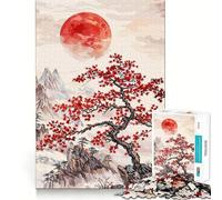 Puzzle de 1000 pièces Paysage de Montagne et de Lune Rouge pour Adultes, Jeu de réflexion, Passe-Temps la Maison, Bords Nets, Joli Cadeau (50x75cm)