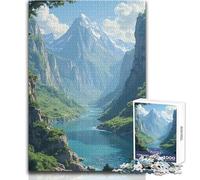 Puzzle de 1000 pièces Paysage de Montagne et de rivière pour Adultes - Apprentissage ludique et activité Cognitive pour de joyeuses Surprises - Dimensions:38x52cm