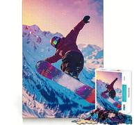 Puzzle de 1000 pièces Paysage de Montagne et Snowboard pour Adolescents, Jeu Intelligent, découpe précise, Cadeau Exquis (38x26cm)