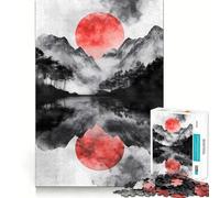 Puzzle de 1000 pièces Paysage de Montagne et Soleil Rouge pour Adolescents Souvenirs, Moments de sérénité, découpe Nette, Cadeau élégant (50x75cm)