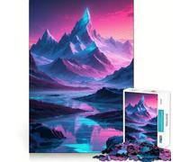 Puzzle de 1000 pièces Paysage de Montagne néon avec rivière pour Adolescents, 38x52cm, idéal pour s'amuser à la Maison ou comme Cadeau de fête Découpe précise
