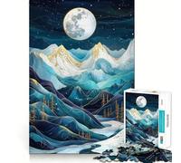 Puzzle de 1000 pièces Paysage de Montagne Nocturne pour Adultes Puzzle pour stimuler la mémoire, se détendre et s'amuser Bords Nets pour Les vœux du Père Noël (50x75cm)