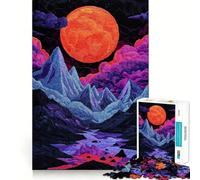Puzzle de 1000 pièces Paysage de Montagne sous Le Ciel Nocturne pour Adolescents, Puzzle de mémoire, Puzzle Lumineux Relaxant, Image à Assembler, Cadeau Exquis (38x26cm)