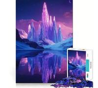 Puzzle de 1000 pièces Paysage de Montagnes en Cristal néon pour Adultes, Cadeau pour améliorer la mémoire et Les Loisirs, décoration Murale aux découpes nettes (50x75cm)