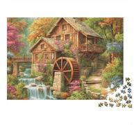 Puzzle de 1000 pièces « Paysage de Moulin Rustique » (Moulin à Eau dans Les Bois d'automne) - Jeu éducatif pour Adultes - Décoration intérieure - Défi -Cadeau d'anniversaire - 38 x 26 cm