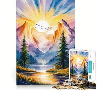 Puzzle de 1000 pièces Paysage de nature à l'aquarelle pour adolescents Activité ludique et stimulante pour l'esprit Taille uniforme Pièces précises Activité relaxante en groupe à l'intérieur (38x52cm)