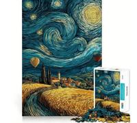 Puzzle de 1000 pièces Paysage de Nuit étoilée avec montgolfières 50x75cm pour Adolescents Jeu de réflexion Design Relaxant et agréable