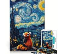 Puzzle de 1000 pièces Paysage de Nuit étoilée avec Un Panda Roux pour Adultes, Jeu de réflexion, Passe-Temps la Maison, Bords Nets, Joli Cadeau (38x26cm)
