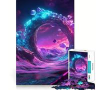 Puzzle de 1000 pièces Paysage de Portail de Cristal néon pour Adultes, idéal pour développer la motricité Fine et se détendre, avec des Bords précis Un Cadeau Exquis (38x52cm)