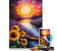 Puzzle de 1000 pièces Paysage de rivière au Coucher du Soleil pour Adolescents, idéal pour développer la mémoire, se détendre et Profiter d'un Cadeau de Noël aux Bords Nets 50x75cm