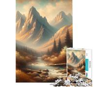 Puzzle de 1000 pièces Paysage de ruisseau de Montagne Serein Jeu de Construction Difficile et Stimulant Faisant Appel à l'analyse et à la logique à partir de 14 Ans 38x26cm