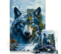 Puzzle de 1000 pièces Paysage de Wolf Mountain pour Adultes Stimulation Cognitive, évasion et Pleine Conscience pour Les fêtes (38x26cm)