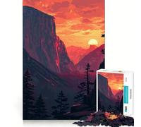 Puzzle de 1000 pièces Paysage de Yosemite Pixel Art Découpe précise Jeu Amusant et Stimulant pour l'esprit Jeu de détente Cadeau d'anniversaire Activité Artistique (50x75cm)