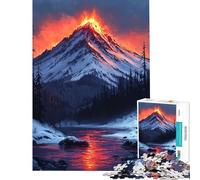 Puzzle de 1000 pièces Paysage d'éruption volcanique Cadeau d'anniversaire ou de Noël Jeu éducatif pour améliorer la mémoire (14 Ans et Plus) 38x26cm
