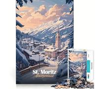 Puzzle de 1000 pièces Paysage d'hiver de Saint-Moritz pour Adolescents, Jeu de réflexion et de Loisirs, Design Amusant, Assemblage, Cadeau élégant 50x75cm