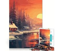 Puzzle de 1000 pièces Paysage d'hiver pour Adolescents »,Jeu de mémoire,Assemblage sécurisé,sans pièces détachées,idéal pour Les Voyages, pour stimuler Le Cerveau (50x75cm)