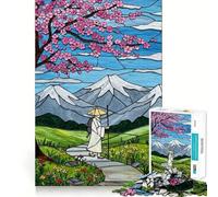 Puzzle de 1000 pièces Paysage en vitrail avec Voyageur pour Adolescents, idéal pour développer la mémoire et Jouer à l'intérieur Découpe Fine, Motif Père Noël et Ses vœux 50x75cm
